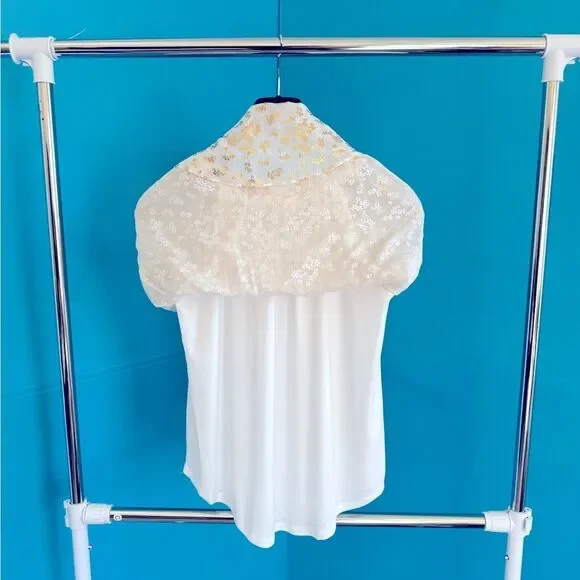 LC Lauren Conrad Elegant Gold and White long sleeve Women's Top - Picture 7 of 16